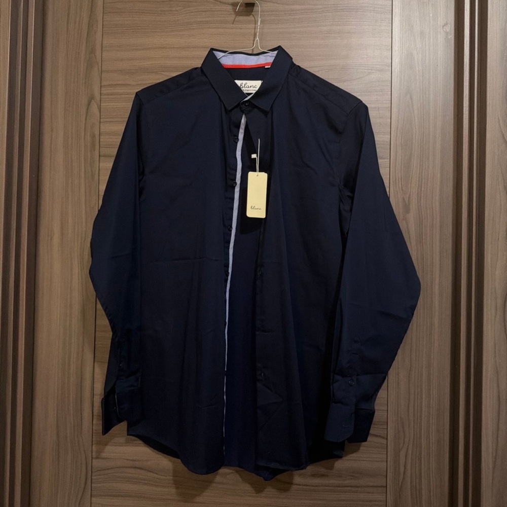 Elegant Dark Blue Men's Button Down Shirt